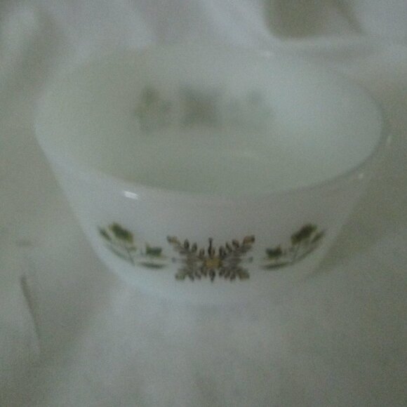 Fire King Anchor Hocking  Green Meadow Dessert Bowls & Custard Dish - Picture 3 of 4